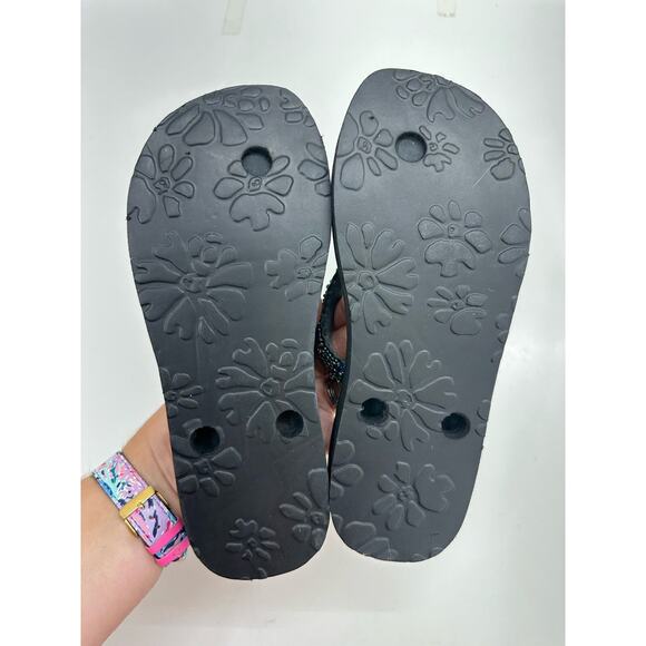 Unbranded Womens Sandals Flip Flops Size Unknown Black Beaded Thong Foam Base - Picture 3 of 10